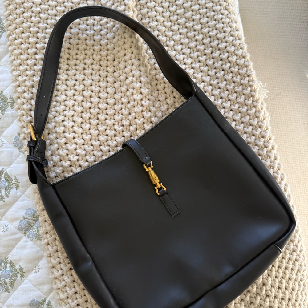 Cider Black Shoulder Bag with Gold Accent